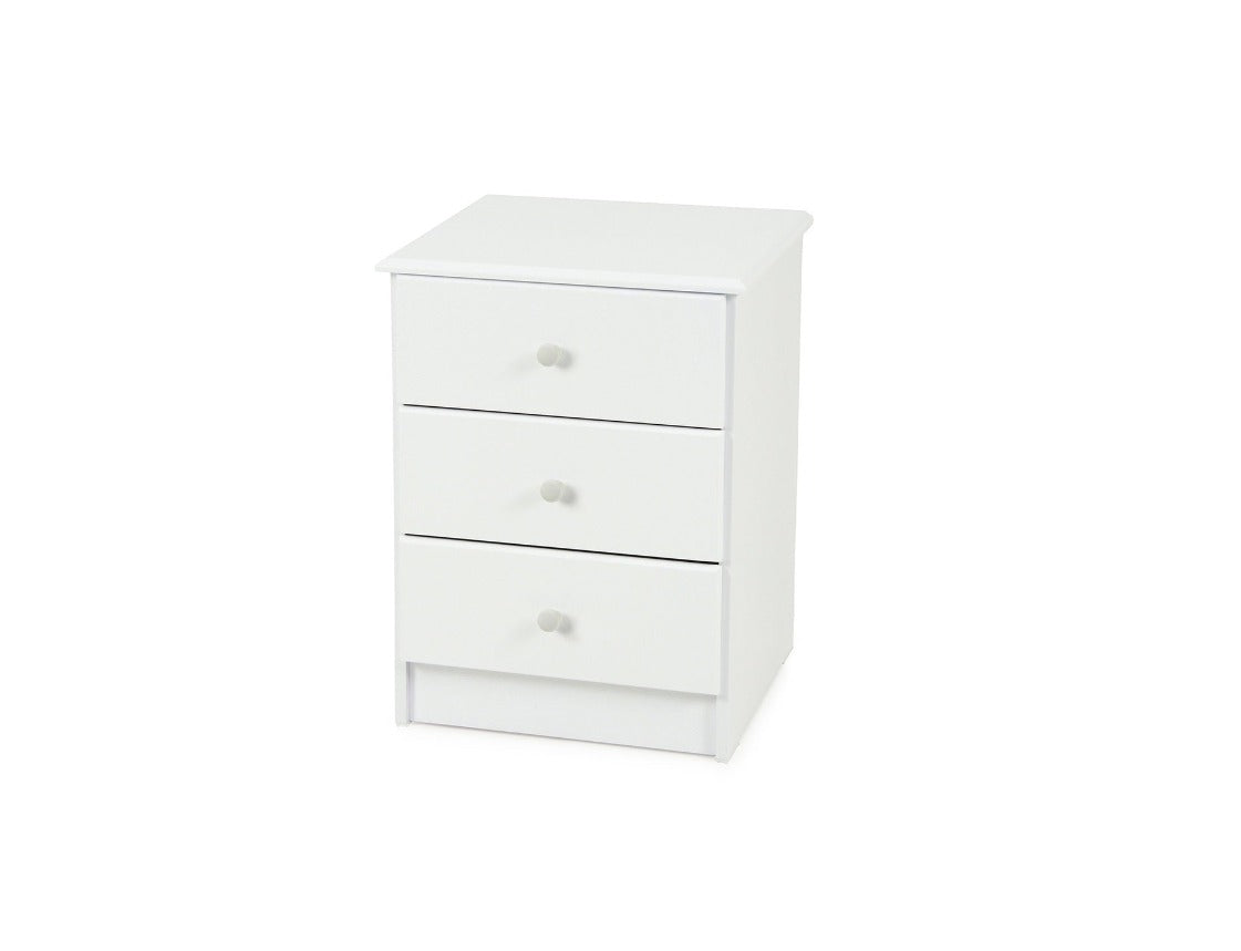 Kingston White 3 Drawer Bedside