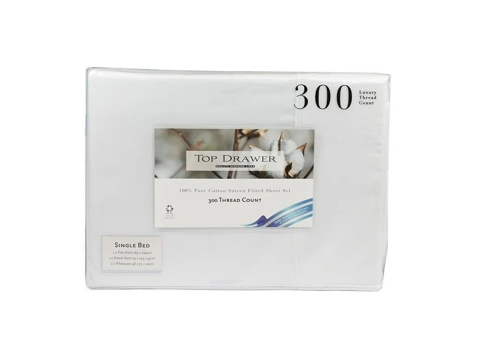 Top Drawer 300 Thread Count Cotton Fitted Sheet Only